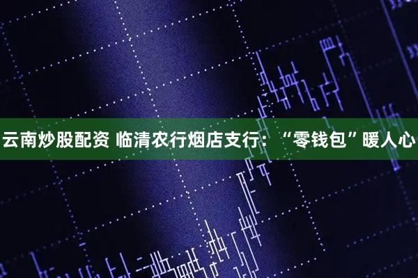 云南炒股配资 临清农行烟店支行：“零钱包”暖人心