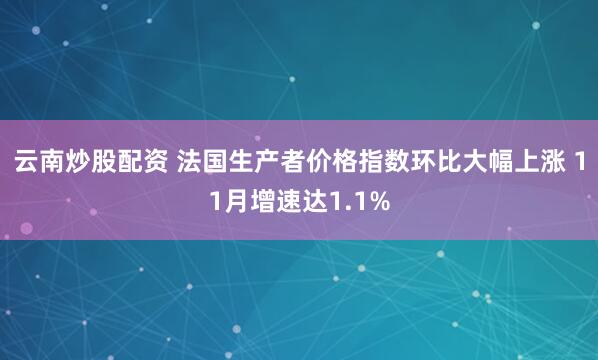 云南炒股配资 法国生产者价格指数环比大幅上涨 11月增速达1.1%