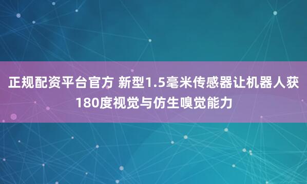 正规配资平台官方 新型1.5毫米传感器让机器人获180度视觉与仿生嗅觉能力